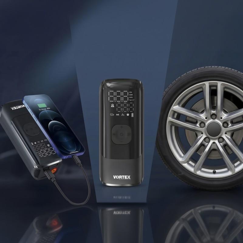 Vortex Air Saver - Портативный воздушный компрессор - Встроенный Powerbank - Светодиодный фонарик - 150 Psi