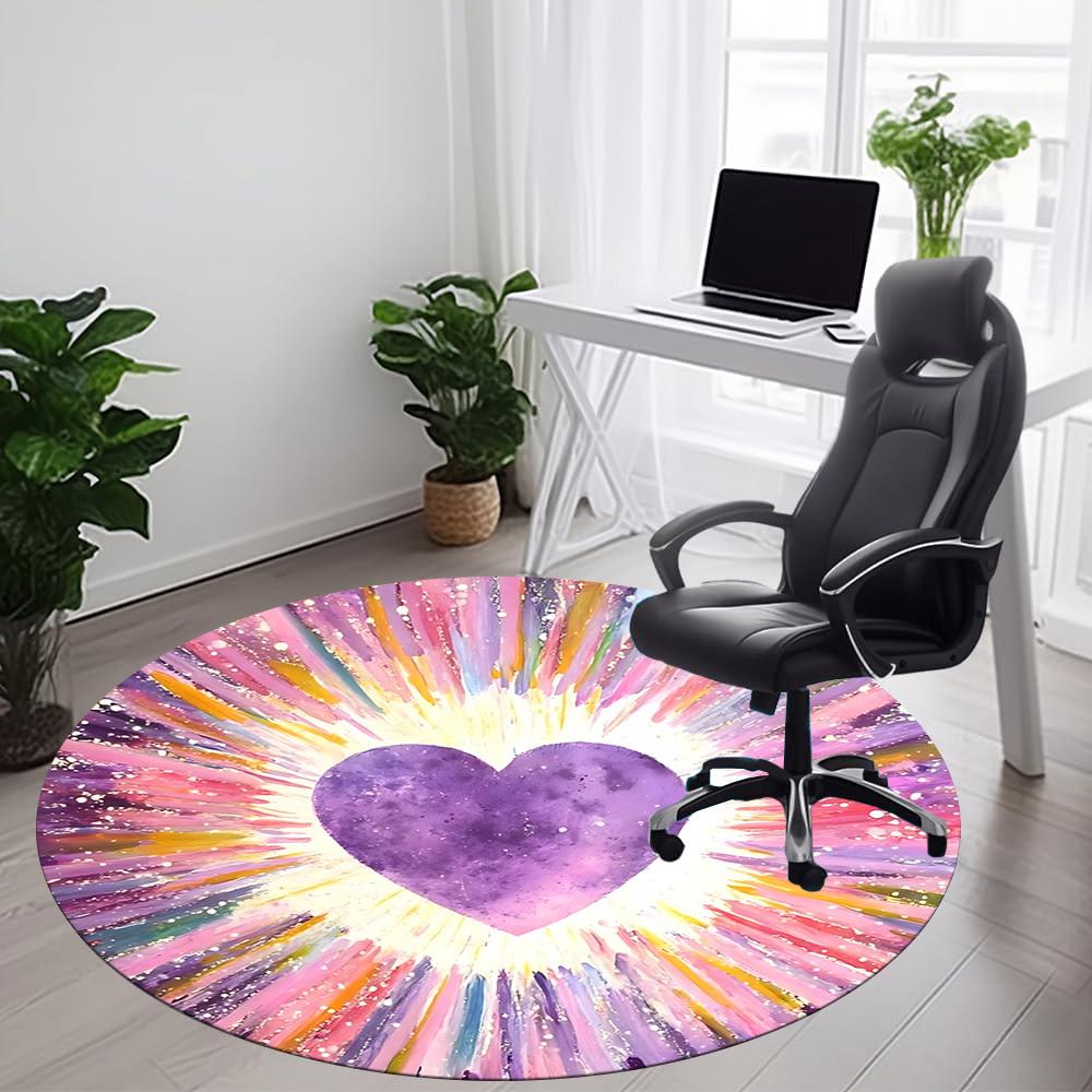 1pc Heartburst Office Round Area Rug, Mat Suitable ForOffice, Under Office Chairs Bedroom Living Room Home Decor, Room Deco