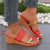 Women's Peep Toe Wedge Heel Sandals - 2024 Summer Colorblock, Plus Size, Beach-Ready