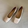 Fashion Flat Shoes Women's Leather Retro Square Head Shallow Mouth Commuter Shoes for Woman Flats