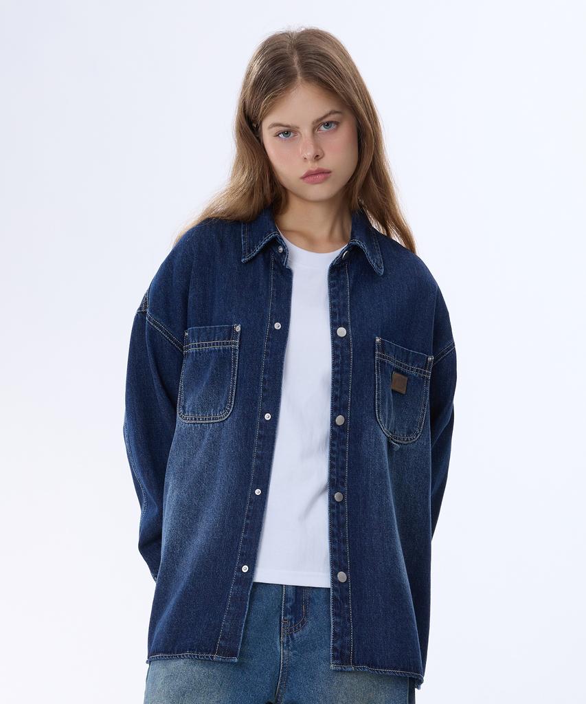 GHOST REPUBLIC Vintage Washed Double Pocket Denim Shirt 3 Colors Gls-716