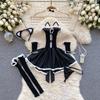 Japanese Cute Cat Erotic Night Dress Women Strapless Slim Bow Backless Nightwear Playsuits Female Hollow Out Sheer Uniform Sexy Pajamas 2024