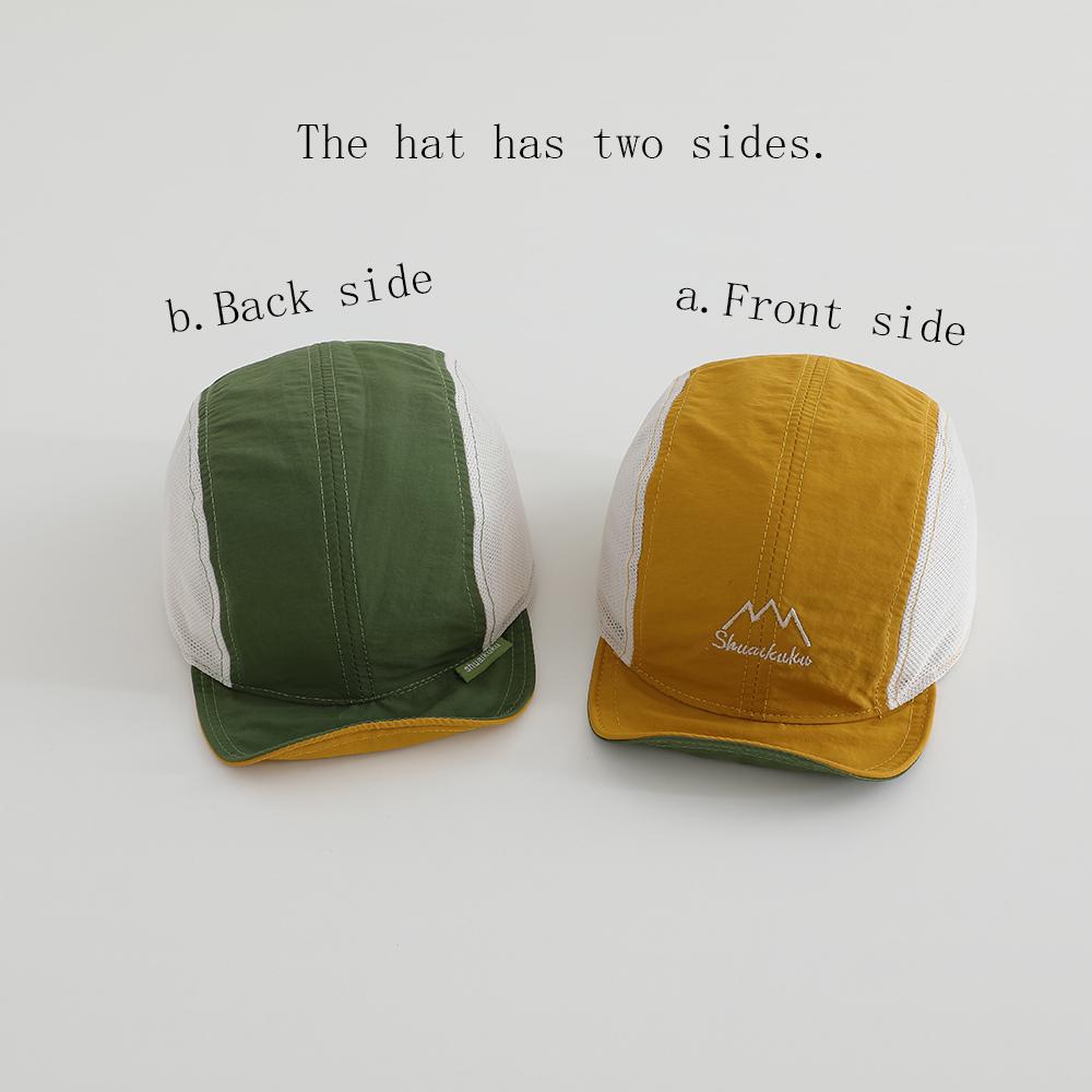 Children's Hat Sport- Embroidered Letters Mountain Peak Breathable Mesh Portable Double-Sided Baseball Cap