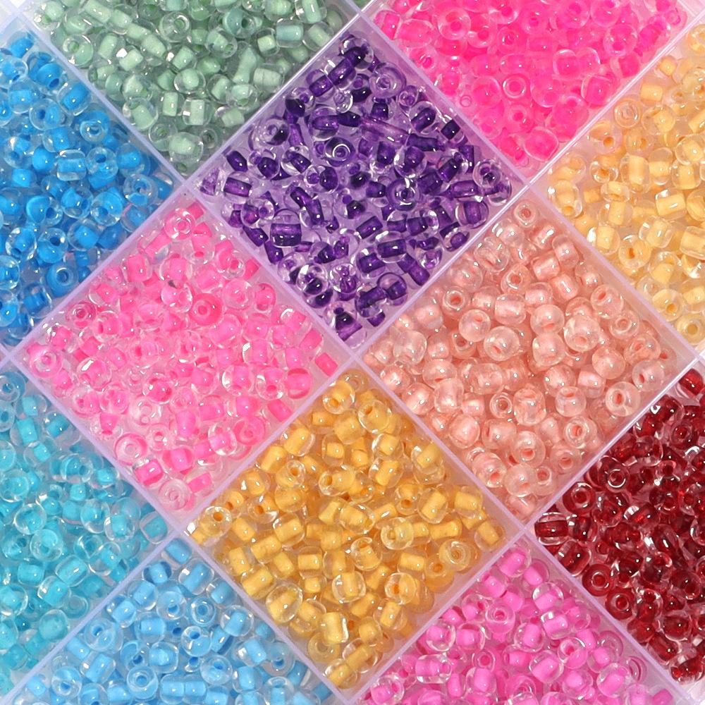 Прозрачные крашеные стеклянные бусины-бисер с сердцевиной 4 мм для изготовления браслетов своими руками, пакет 450 г