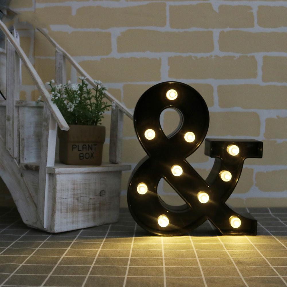 LED Black Letter Light 26 English Night Light Large Luminous Alphabet Lights Wedding Modeling Lamp For Party Birthday Home Bar
