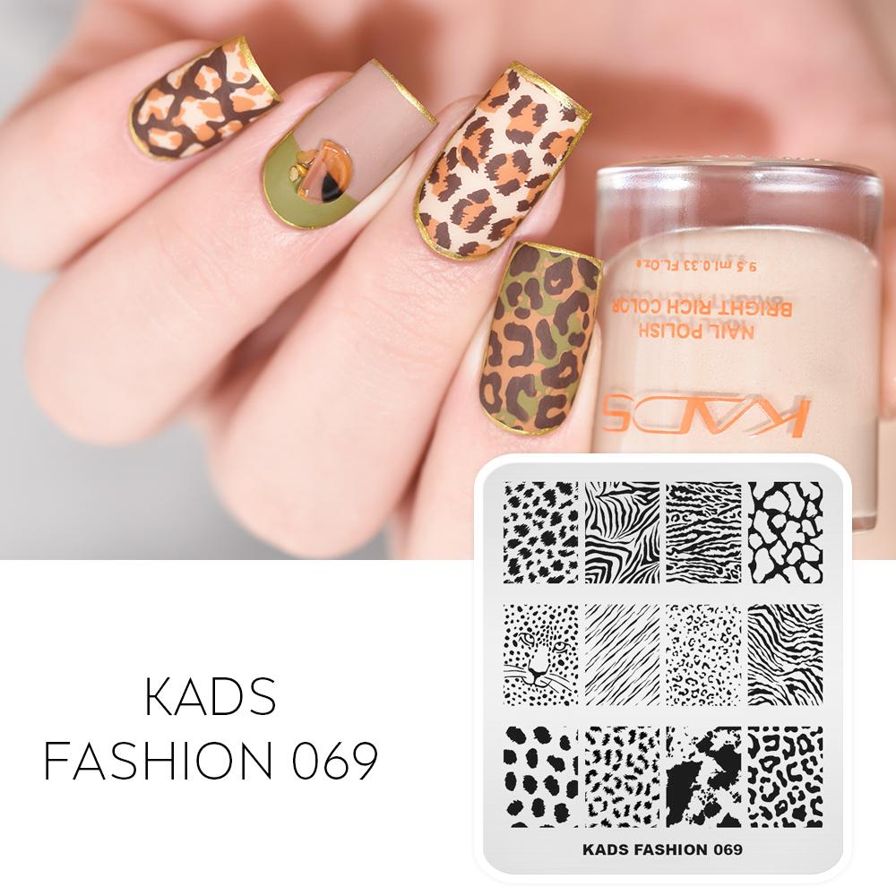 kads Nail Art Stamping Plate Fashion 069 Leopard Print Tiger Print Zebra Print Pattern Nail Art Design Stamp Template Nail DIY Tool