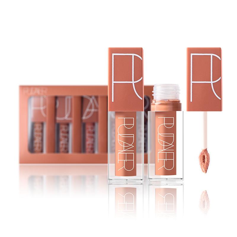 Pudaier Lip Gloss Nude Makeup Matte Matte Velvet Liquid Lipstick с антипригарным покрытием, пятицветная глазурь для губ