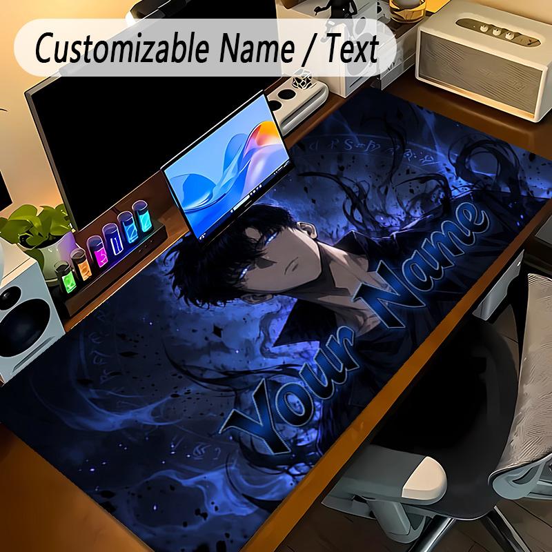 Large Mouse PadSolo Leveling Custom Name Text Personalized Desk Mat Non Slip Gaming Pad