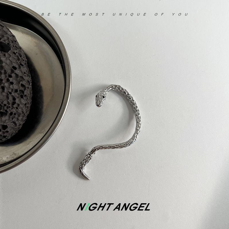 Серебряные Панк Серьги-гвоздики Змеи - Холодный Стиль Европейский и Американский Нишевые Каффы для Ушей для Пар, Модные Темпераментные Украшения