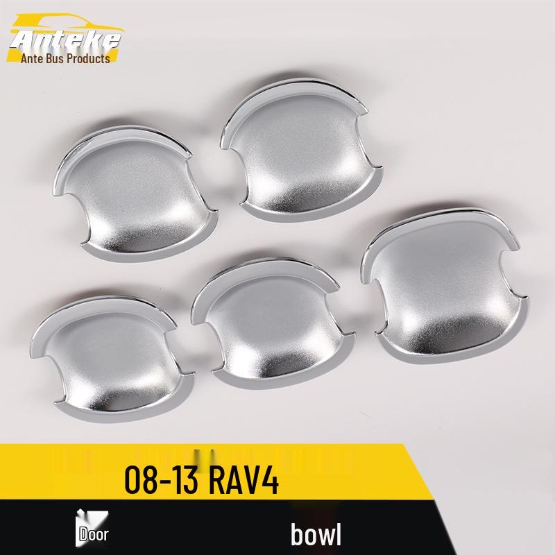 Compatible Door Bowl Sequin Protective Stickers for 08-13 RAV4 - Electroplated, Anti-Scratch, Wear-Resistant Decorative Frame.