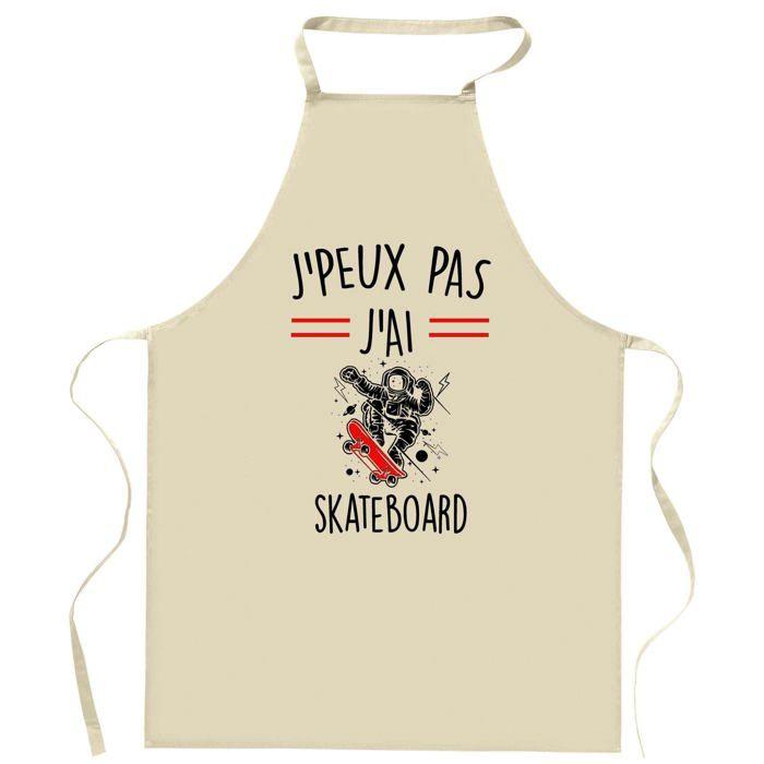 Tablier de cuisine - Skateboard 2 J'peux pas - Impression France - Coton résistant - Liens ajustables
