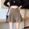 2024 Осень/Зима Женские шерстяные шорты А-силуэта с высокой талией - Приталенные с широкими штанинами, подчеркивающие ягодицы