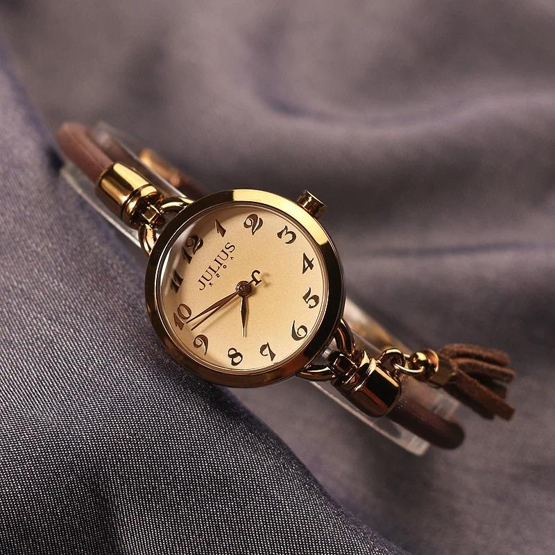 Julishi Autumn and Winter New Product Digital Scale Small Round Watch Retro British Style Tassel Quartz Versatile Female Student Watch