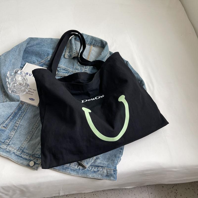 Сумка через плечо со смайлом, женская сумка, большая вместительная сумка для студенток