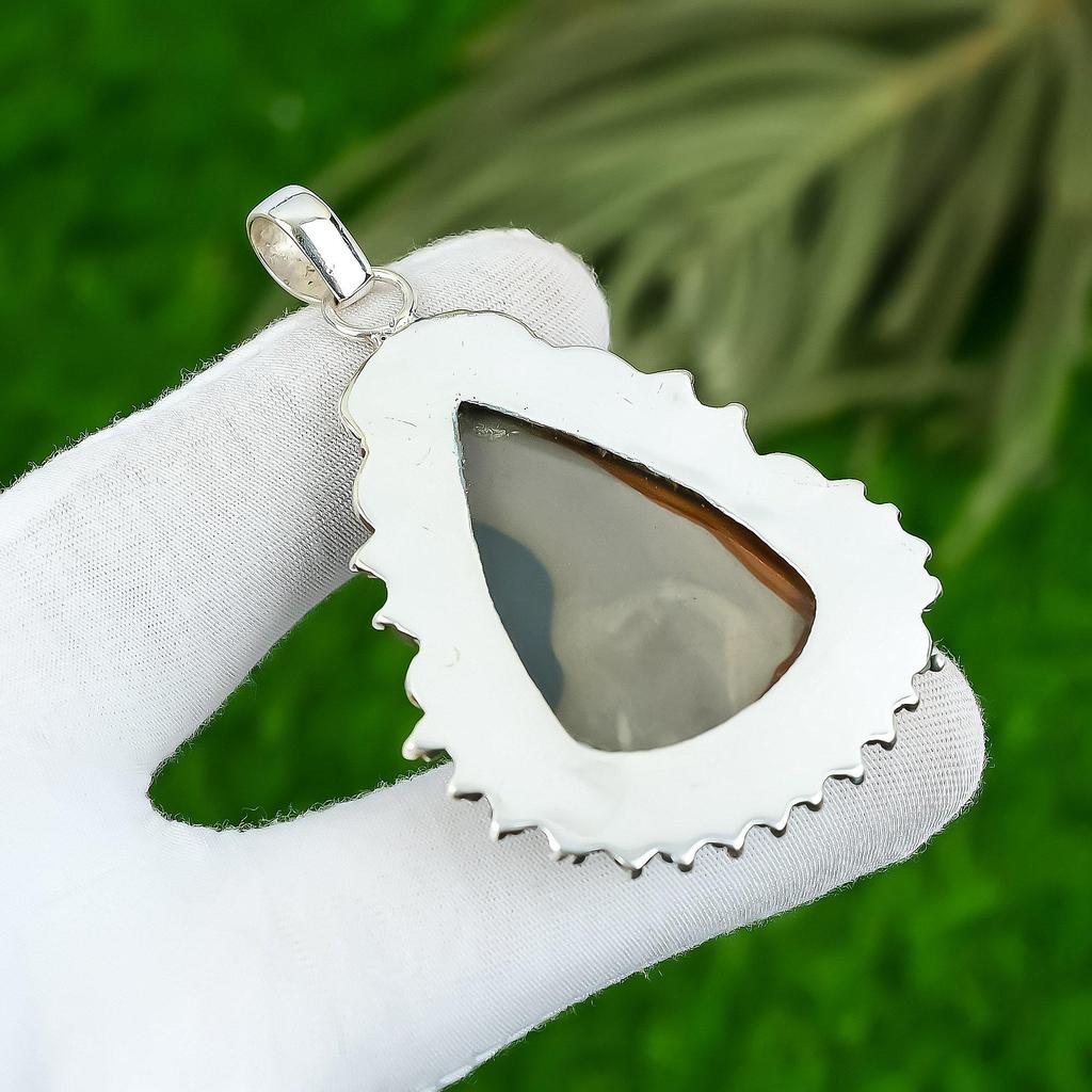 Серебро 925 пробы Груша Полихромная Яшма Камень Безель Свадебный Элегантный Подвеска для Жены