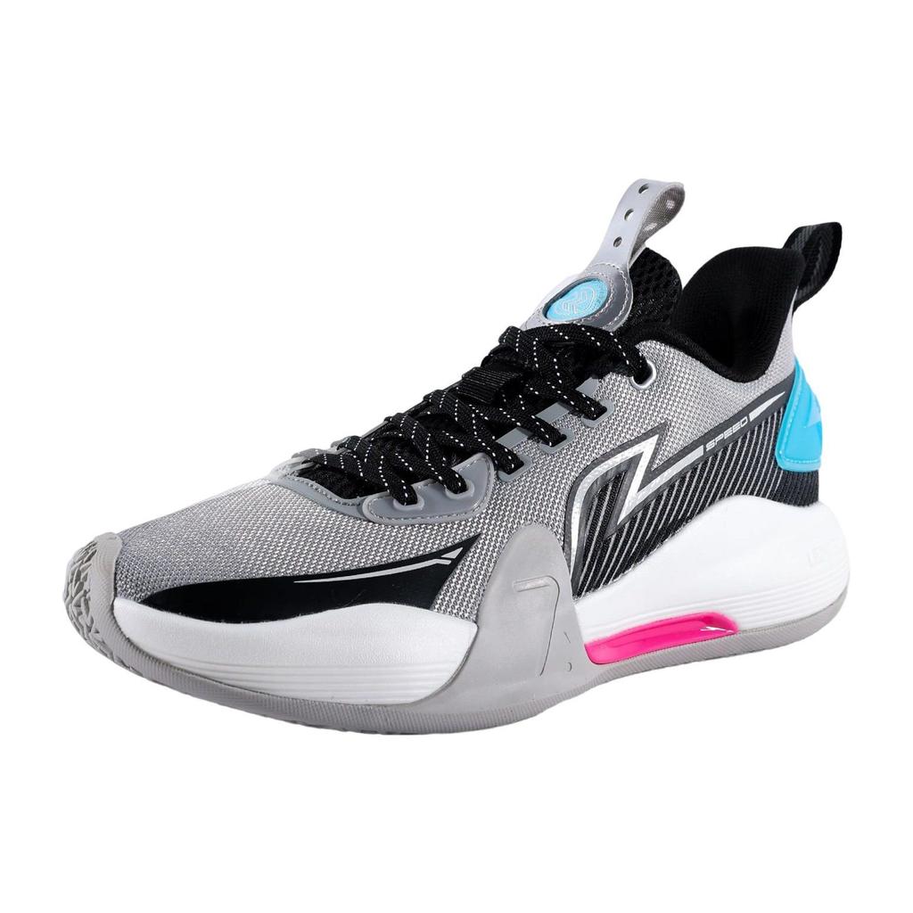 Li Ning Flash 7 Shock Absorption Anti-Slip Wear-Resistant Low-Top Basketball Shoes Men Sneaker Gray Black Blue ABPT013-4