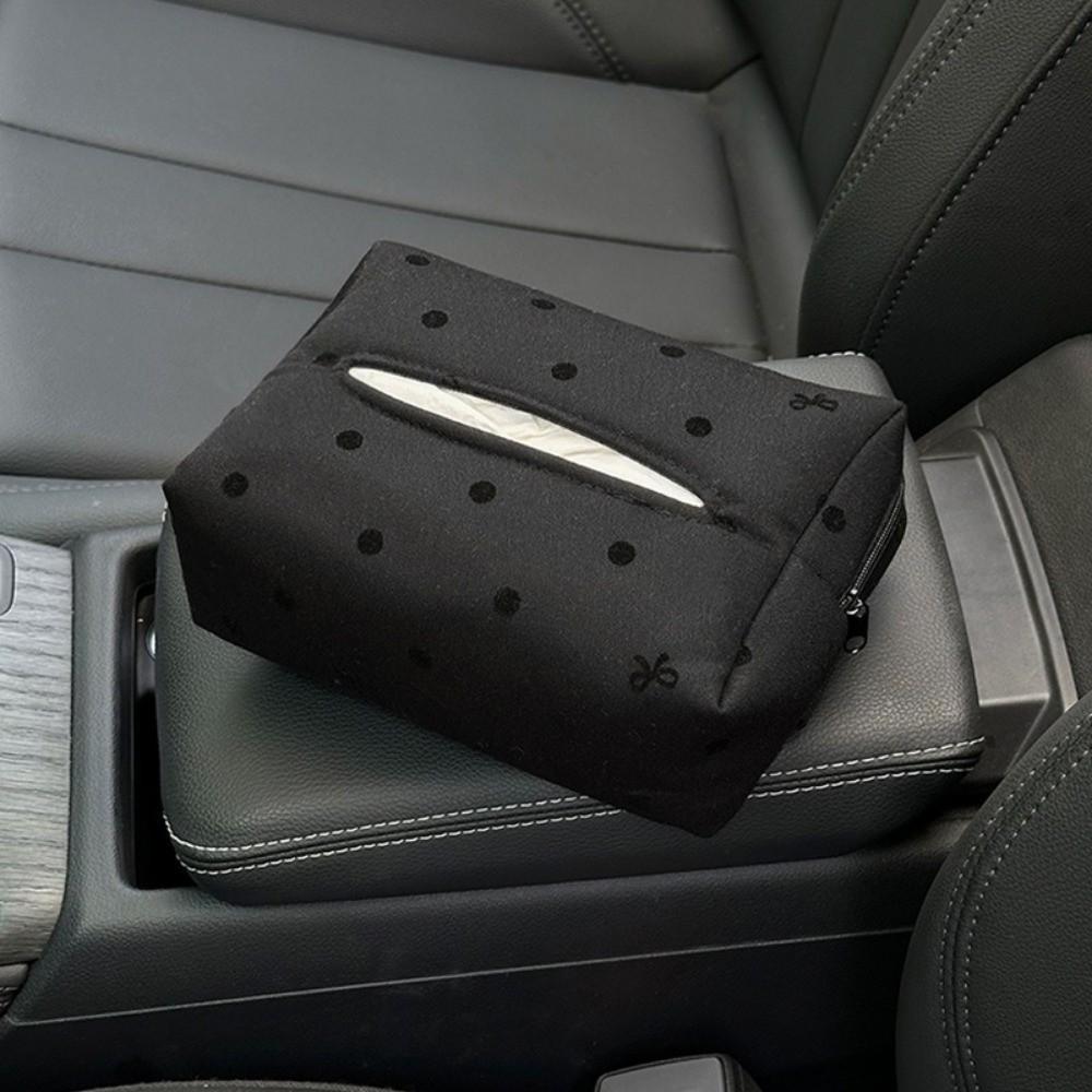 Bow Car Tissue Holder Polka Dot Hanging Tissue Dispenser Creative Car Tissue Box Seat Back
