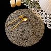 Hollow creative blue and white porcelain placemat light luxury irregular western food mat thermal insulation PVC bronzing injection molding dining