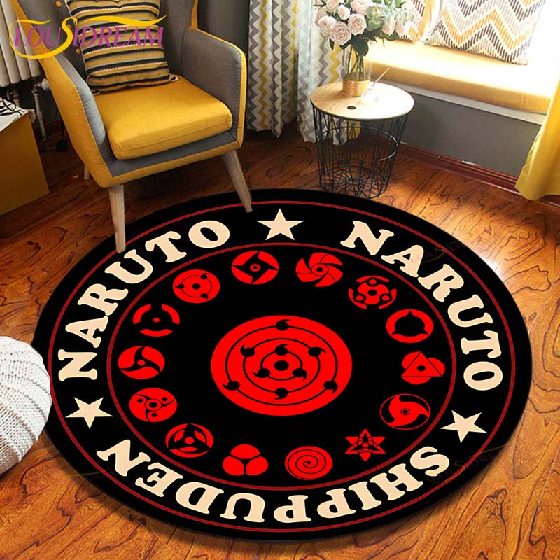 Круглый ковер в стиле аниме «Наруто», напольный коврик для спальни, фланелевый ковер с животными, противоскользящий детский игровой коврик, декоративные коврики для детской комнаты