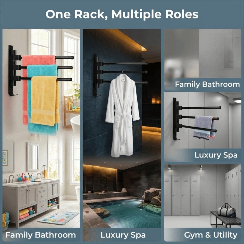 Wall Mounted Towel Rack Black Towel Storage Rack Rust Towel Bar Hotel Use