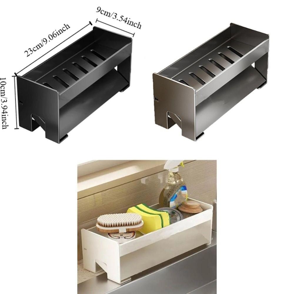 Rustproof Sink Drain Rack Ventilated Strong Load-bearing Sink Storage Organizer Carbon Steel Large Capacity Kitchen Storage Rack