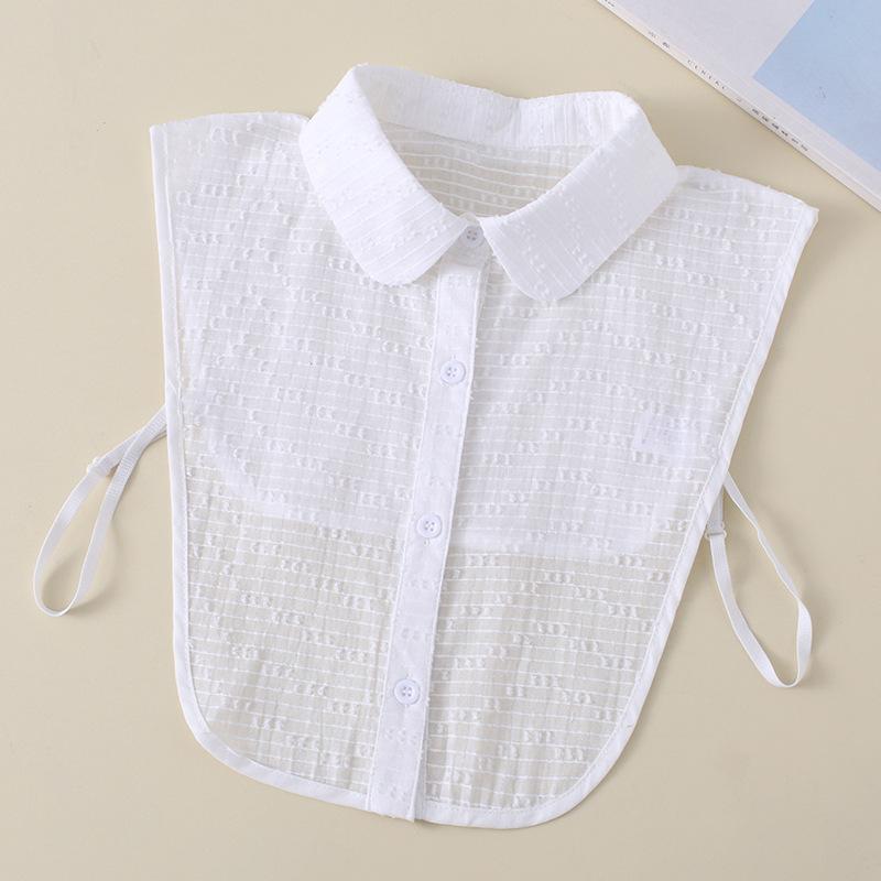 Fake Collar Women'S Pointed Neck Jacquard Round Neck Fungus Edge Lady'S Collar Shirt Stand-Up Collar Cotton White B507