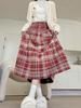 Классическая миди-юбка в клетку оверсайз для женщин Осень/Зима с высокой талией А-силуэта, ретро юбка-торт.