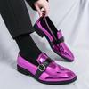 Luxury Brand Patent Leather Men Loafers Black Purple Slip-on Man Shoes Wedding Office Business Leather Casual Shoes For Men