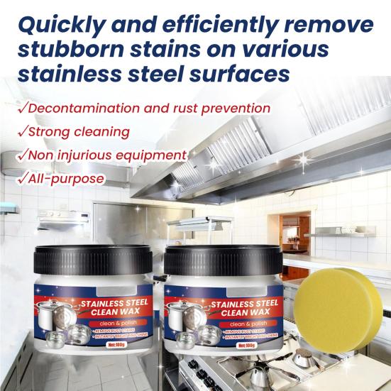 Паста для чистки стали с губкой Экологичная Надежная глубокая очистка Мощная очистка посуды