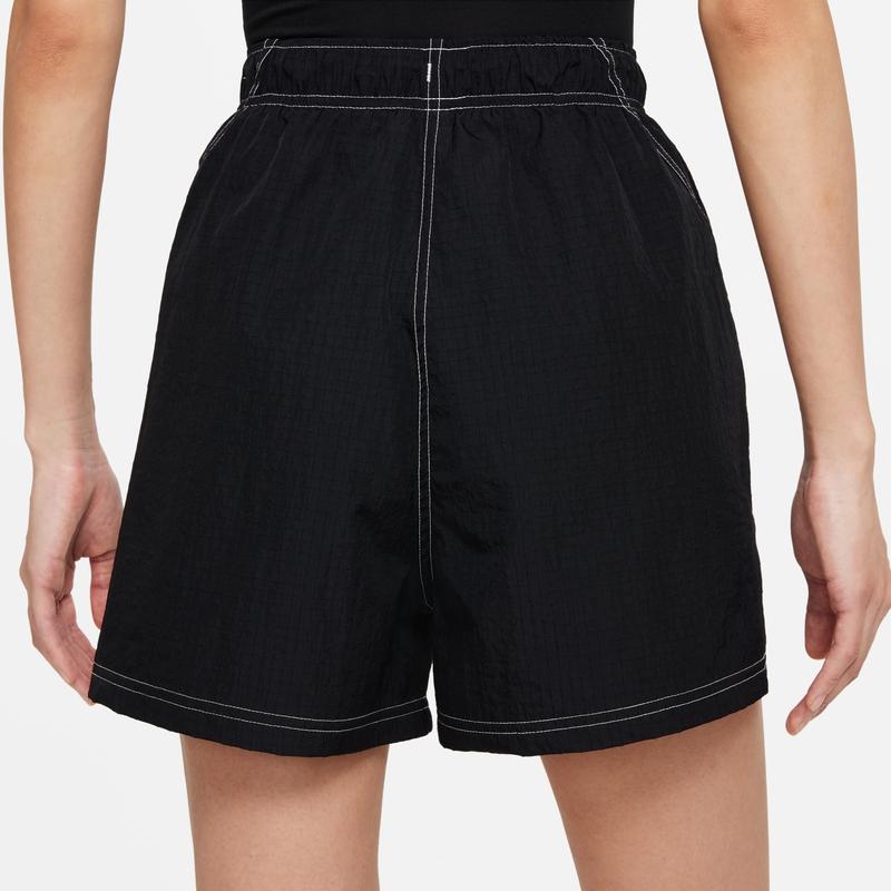 Nike Logo Print Contrast Stitching Mid-Rise Sports Shorts Women Shorts Black DD5593-010