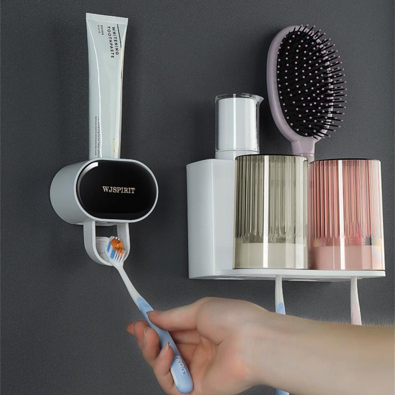 Creative Automatic Toothpaste Dispenser Wall Mounted Toothpaste Squeezer Toothbrush Holder Bathroom Accessories Set
