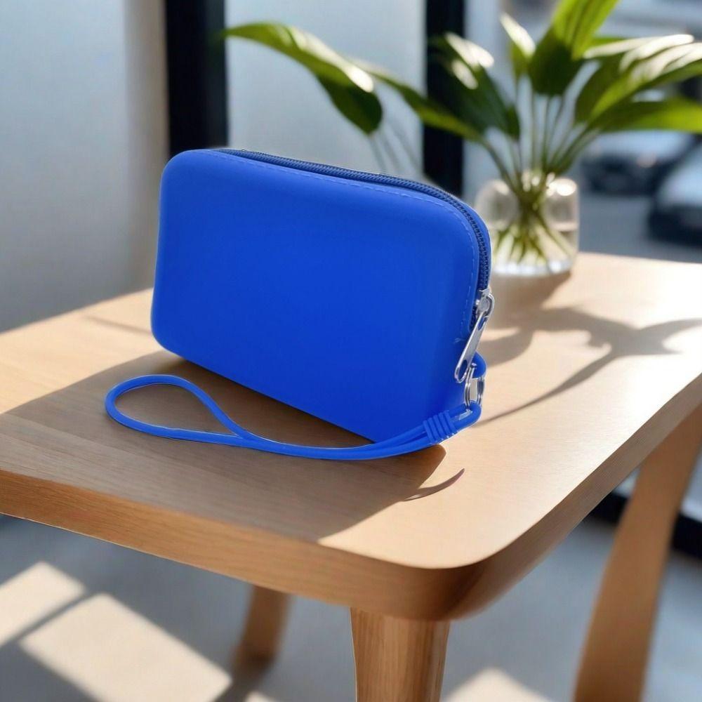 Однотонная косметичка Портативная Прямоугольная Силиконовая Большая Вместимость Кошелек для Монет Сумка для Наушников Сумка для Мелочей Сумка для Канцелярских Принадлежностей Женская