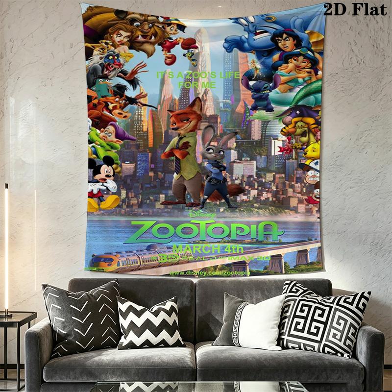 Zootopia Colorful Adventure Tapestry Fashion Print Background Cloth Atmospheric Background Cloth Background Cloth Wall Covering Decoration