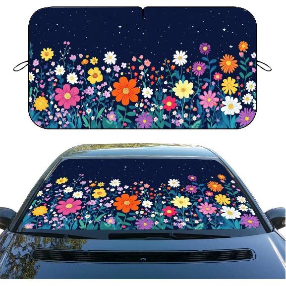 Funny Panda Car Windshield Sunshade, UV Heat Reflector Sun Visor Protector, Foldable Car Sun Shade, Universal Automotive Car Accessories for SUV
