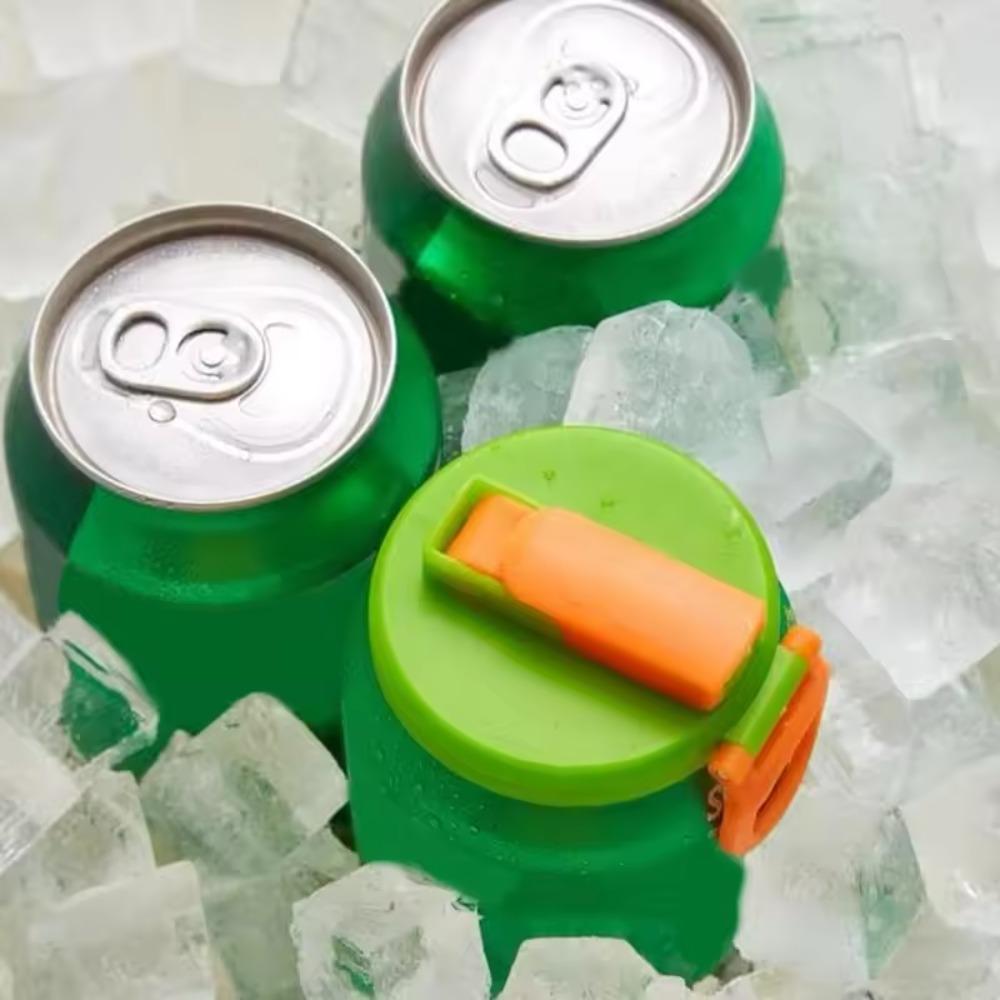 2pcs with Silicone Straw Soda Can Lid Plastic Canned Drink Top Cap Portable Beer Can Cover Cola
