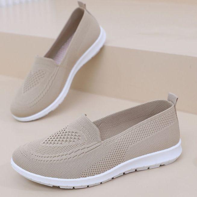 Женская спортивная обувь - Дышащая трикотажная ткань, Легкая мягкая резиновая подошва, Повседневный комфорт, Простой и элегантный дизайн, Амортизирующий комфорт