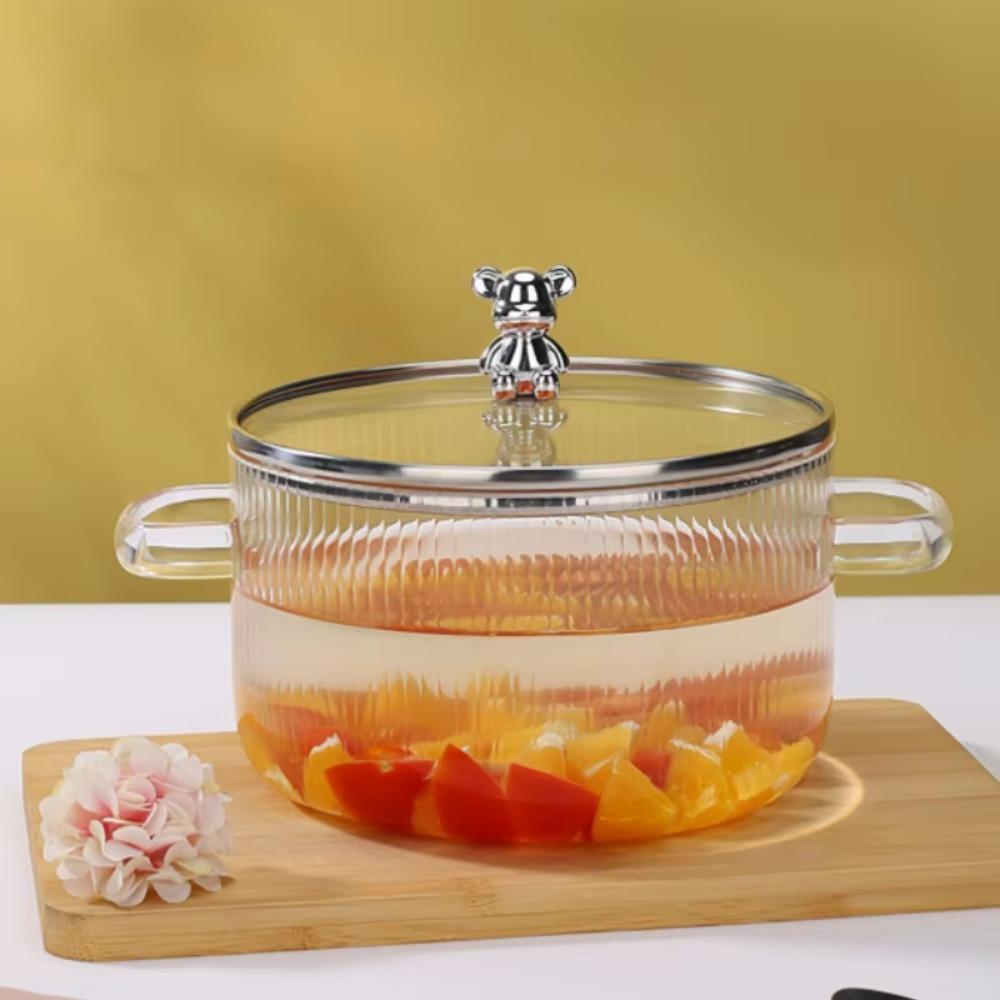 Бинауральная ручка Медведь Стеклянная кастрюля Жаростойкая кастрюля Миска для рамена Каша