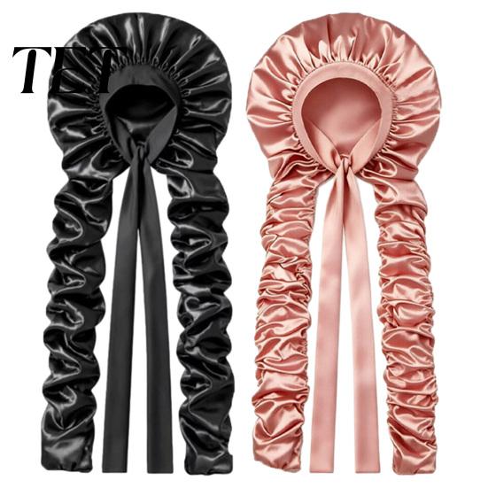 Soft Sleeping Nightcap No Heat Hair Curling Cap for Women, Adjustable Curls Tangle Free Satin Bonnet, Double Layer Medium, Long Hair, Braids,