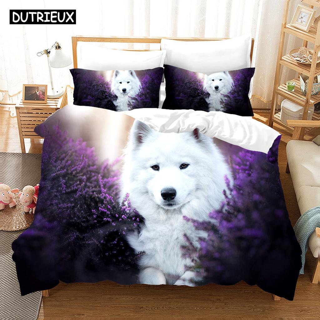3D Комплекты постельного белья Самоед Набор пододеяльника с наволочкой Твин Фул Квин Кинг Постельные принадлежности Постельное белье