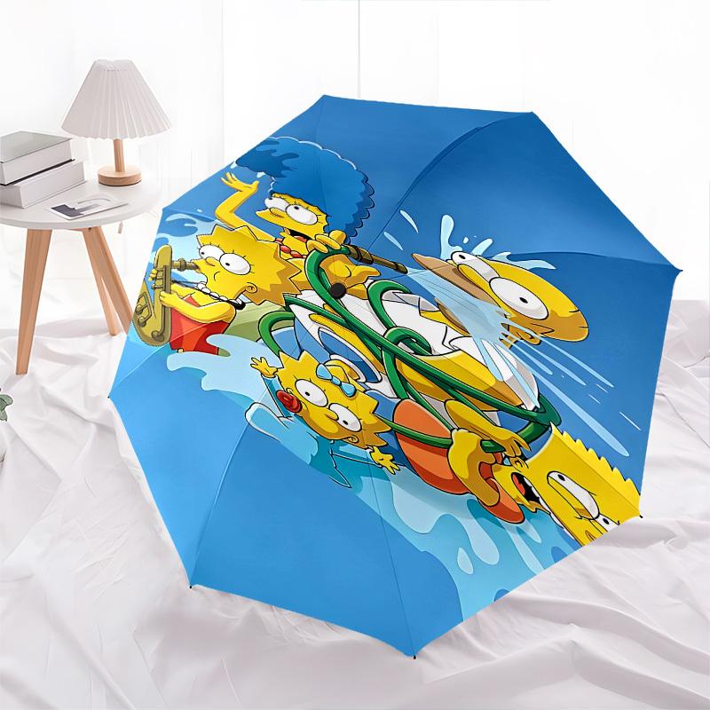 1pc water hose Lisa Simpson umbrella with 8 iron ribs and a plastic handle, automatic opening and closing, and daily use.1024