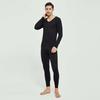 2 Pcs/Set Winter Men Thermal Underwear Set V Neck Long Sleeve Warm Thick Plush Seamless Pure Color Slim Fit Elastic Men Pajamas Set Sports Tracksuit