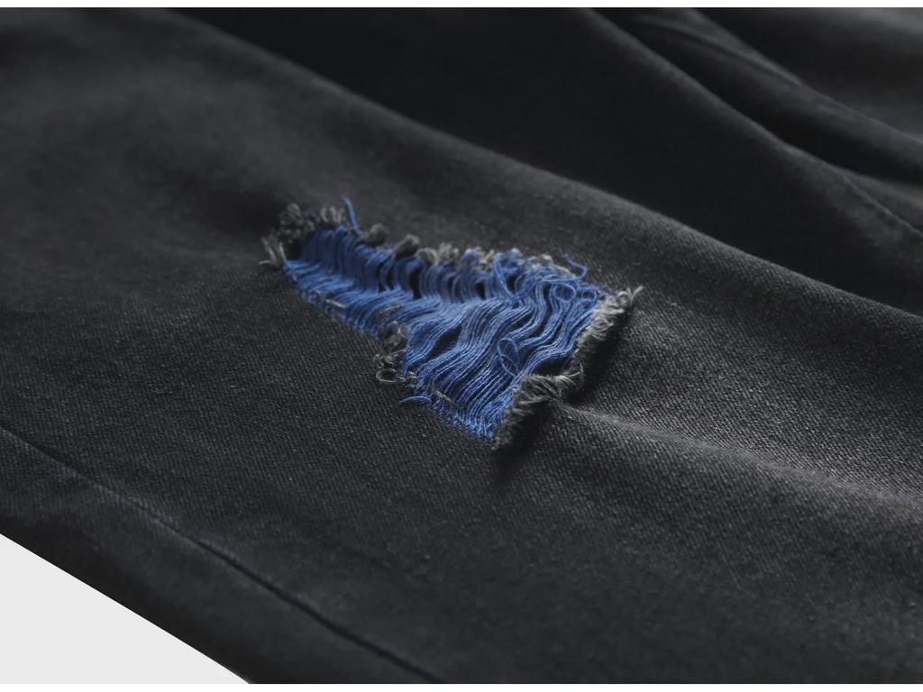 Мужские рваные джинсы Cross-Border Slim Fit из денима
