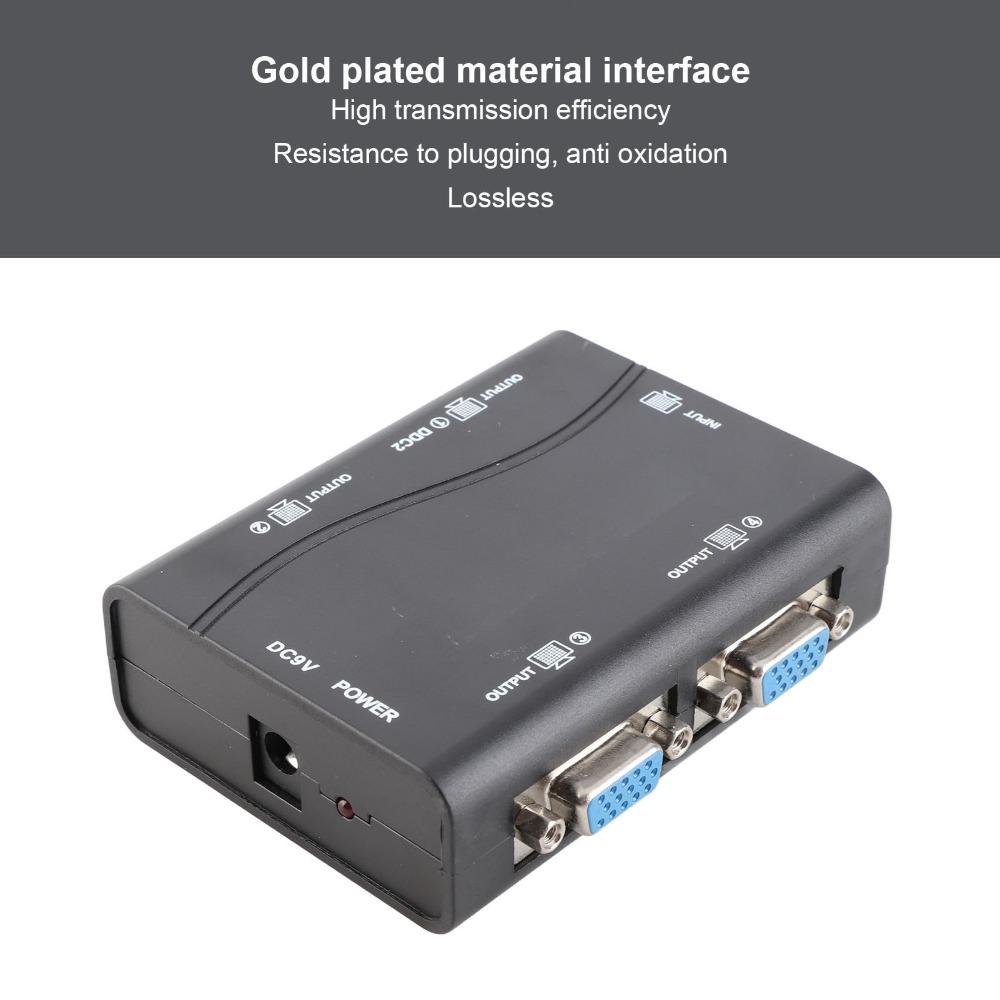 1920x1440 Video Distribution Duplicator 1 In 4 Out 250MHz VGA Splitter Amplifier Box For Projector