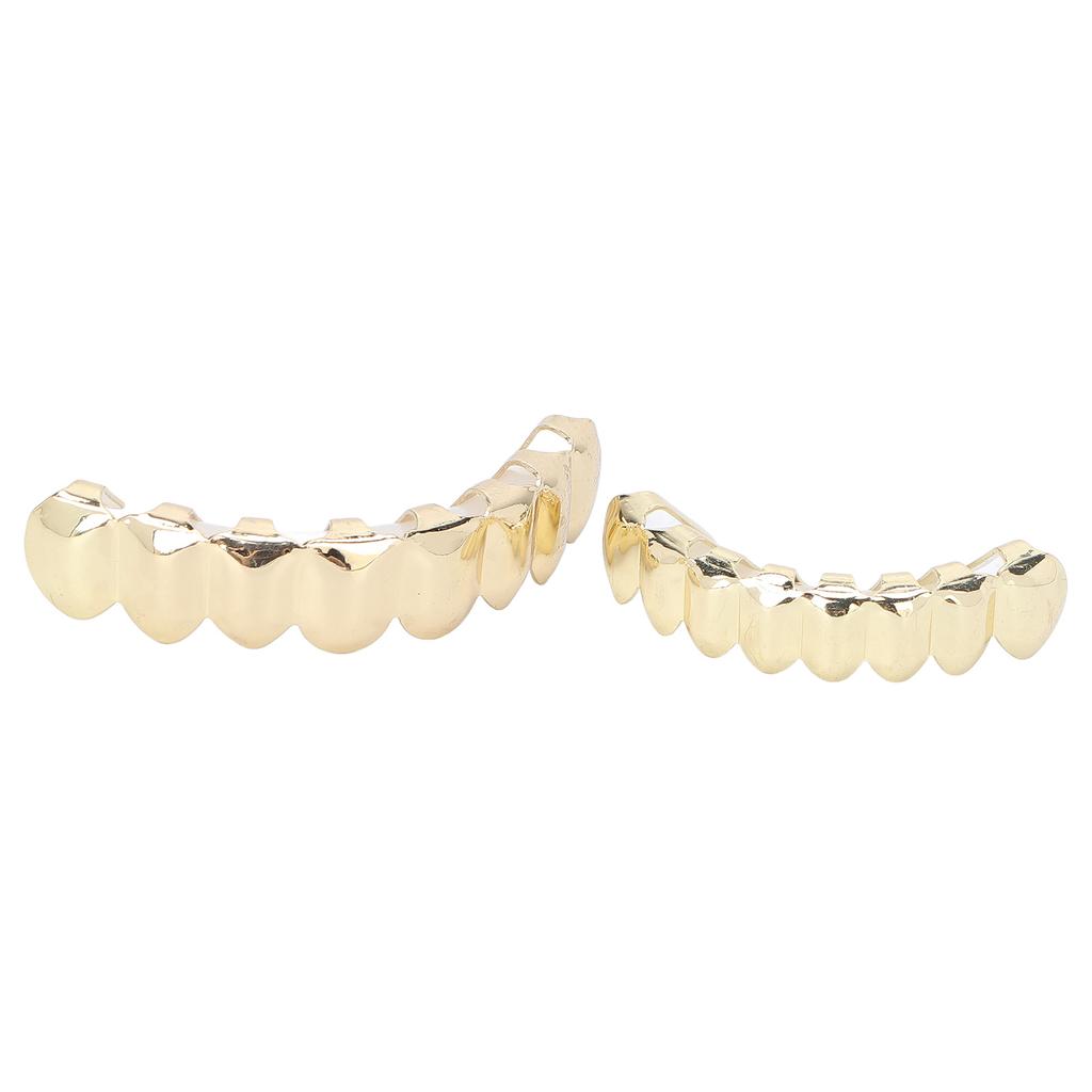 Hip Hop Teeth Set Alloy Golden False Teeth Decoration Brace for Halloween Festival Party