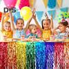 Table Skirt Wavy Metallic Tinsel Foil Fringe Reusable Waterproof Dense Beach Jungle Parties Ceremony Birthday Party Decoration Table Skirt for