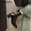 Fashion Women Ankle Boots Fashion Square Toe Back Zippers Shoes Vintage Square Heels Autumn Winter Ladies Short Booties