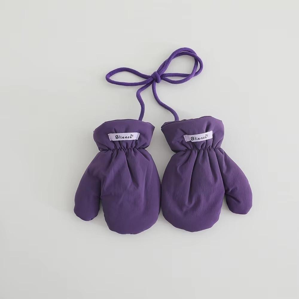 1 Pair Solid Color Kid Gloves Winter Warm Full Cover Glove Waterproof Mittens For Boys Girls