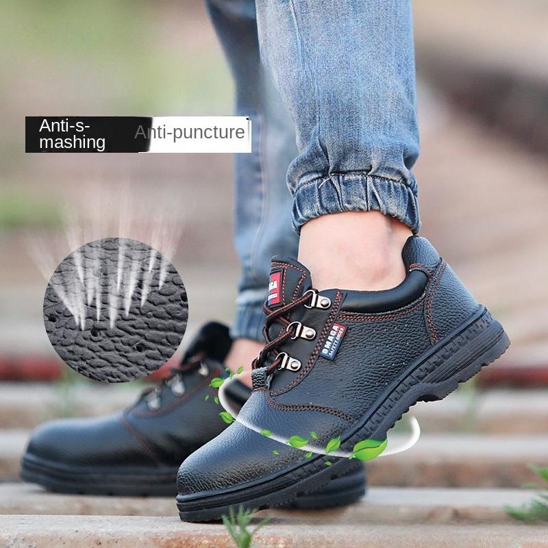 Обувь для страхования труда Противоударные и противоударные стальные пластины с ремнем Нескользящие, маслостойкие и износостойкие стальные боты Защитная обувь