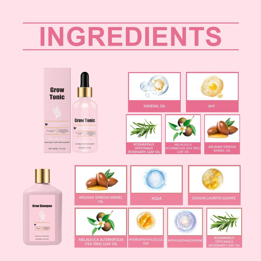 Питательный набор для ухода за волосами, шампунь + сыворотка для роста волос, уменьшает выпадение волос и стимулирует рост волос, питает кожу головы, 100 мл + 30 мл