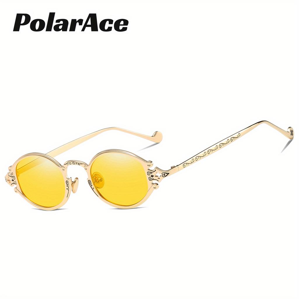 PolarAce Unisex Oval Metal Polarized Fashionable Driving Outdoor Riding Sun Visors Sunglasses, UV400